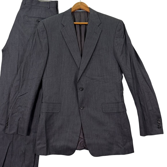 Hickey Freeman Other - Hickey Freeman Men 40XL Slim Fit Madison Suit Grey Herringbone Wool 34x32 USA